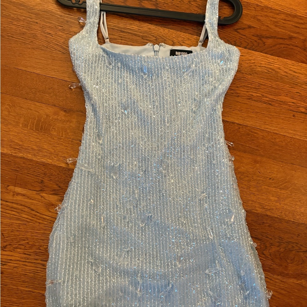 Dazzling Blue Beaded Mini Dress
